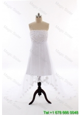 Perfect Beading and Hand Made Flowers Short Wedding Dresses with Court Train