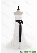 Perfect Column Strapless Wedding Dresses with Beading and Belt