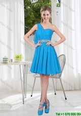Affordable Short One Shoulder Bridesmaid Dress with Beading
