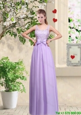 Beautiful Scoop Bridesmaid Dresses with Lace and Bowknot