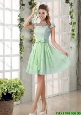 Affordable Square Lace Prom Dresses with Bowknot
