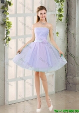 Artistic A Line Strapless Belt Prom Dresses with Hand Made Flowers