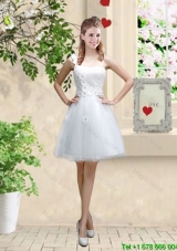 Discount One Shoulder Appliques Prom Dresses in White