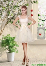 Suitable Straps Appliques and Belt Prom Dresses with Lace Up