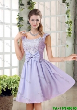 Cheap A Line Straps Lace Dama Dresses in Lavender