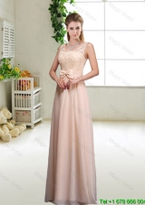 Junior Laced and Bowknot Prom Dresses with Scoop