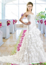 Beautiful One Shoulder Wedding Gowns with Ruffled Layers