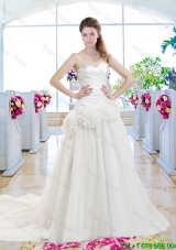 Fashionable Hand Made Flowers Wedding Gowns with Sweetheart