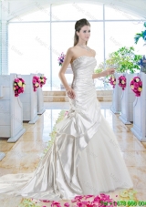 Romantic Mermaid One Shoulder Wedding Gowns with Court Train