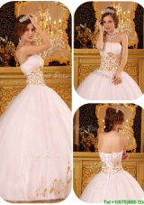 Cheap Appliques Quinceanera Gowns in White for 2016
