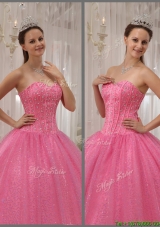 Cheap Pink Sweetheart Quinceanera Dresses with Beading