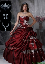 Fashionable Strapless Quinceanera Dresses in Burgundy