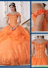Fashionable Ball Gown Appliques and Hand Made Flowers Sweet 16 Dresses