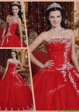 Fashionable Red Ball Gown Strapless Quinceanera Dresses