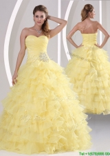 Luxurious Appliques and Ruffled Layers Quinceaners Gowns