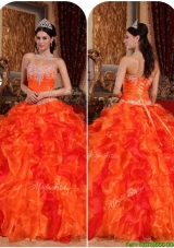 Luxurious Orange Quinceanera Gowns with Appliques and Beading