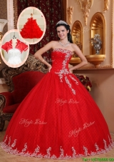 Luxurious Ball Gown Appliques Quinceanera Dresses in Red