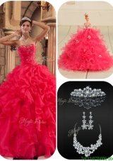 Most Popular Coral Red Quinceanera Dresses with Beading and Ruffles