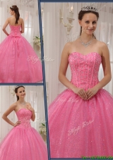 Most Popular Sweetheart Beading Pink Quinceanera Gowns for 2016