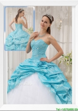 2016 Plus Size  Aqua Blue Ball Gown Sweetheart Quinceanera Dresses