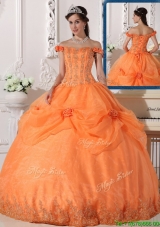 New Style Off The Shoulder Sweet 16 Dresses with Appliques and Hand Made Flowers