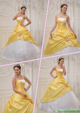 Plus Size Ball Gown Strapless Quinceanera Dresses in Yellow