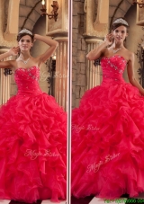 Plus Size Red Sweetheart Quinceanera Gowns with Ruffles