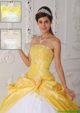 Plus Size Strapless Quinceanera Gowns with Appliques for 2016