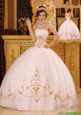 Plus Size White Ball Gown Strapless Floor Length Quinceanera Dresses
