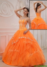 2016 Puffy Ball Gown Sweetheart Appliques Quinceanera Dresses