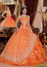 Gorgeous Orange Red Ball Gown Floor Length Pretty Sweet 15 Dresses