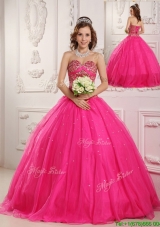 Hot Sale Hot Pink A Line Sweetheart Floor Length Pretty Sweet 15 Dresses