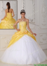 Puffy Ball Gown Appliques and Hand Made Flower Quinceanera Dresses