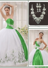 Puffy Sweetheart Quinceanera Dresses with Embroidery for 2016