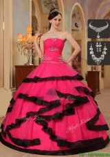 Romantic Appliques Pretty Sweet 15 Dresses in Red and Black