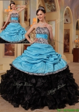 New Style Blue and Black Ball Gown Strapless Sweet 16 Quinceanera Gowns