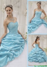 Perfect Beading Sweetheart Sweet 16 Quinceanera Gowns in Aqua Blue