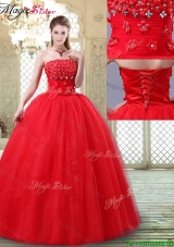 Inexpensive Strapless Quinceanera Dresses with Hand Made Flowers