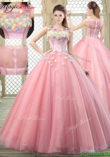 New Style Scoop Quinceanera Dresses with Zipper Up