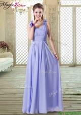 2016 Romantic Empire Straps Bridesmaid Dresses in Lavender