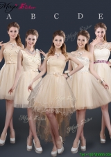 2016 Sweet Short Bridesmaid Dresses with Appliques and Belt