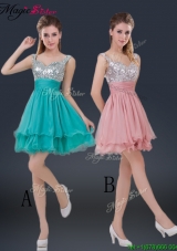 2016 Wonderful Short Straps Paillette Dama Dresses for Summer