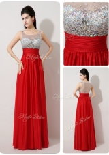 Fashionable Scoop Empire Beading Red Prom Dresses