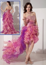 Luxurious High Low Beading Prom Dresses in Multi Color