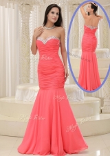New Style Mermaid Sweetheart Coral Red Prom Dress