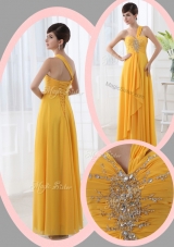 Beautiful Empire One Shoulder Beading Orange Best Selling Prom Gowns for Holiday
