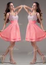 Discount Straps Beading Short Watermelon Best Selling Prom Gowns