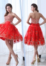 Gorgeous Sweetheart Red Dama Dresses with Beading and Appliques