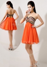 Low Price Short Orange Red Dama  Dresses with Beading and Sequins