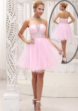 Exquisite Strapless Beading Short Dama Dresses for Homecoming
